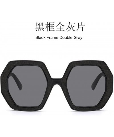 Stylish Polygonal Large Frame Sunglasses Diamond Stickers UV Resistant Sunglasses for Men and Women (Tea Frame Grey Tea Flake...