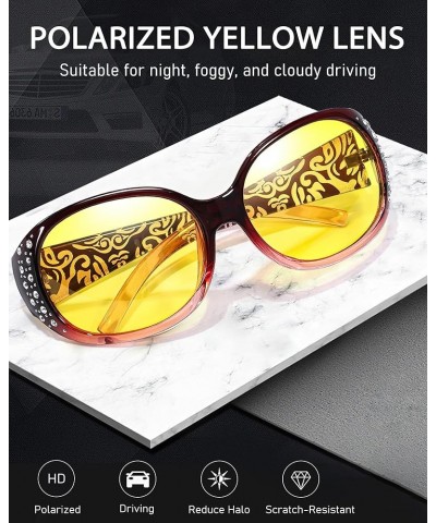 Night Driving Glasses for Womens Polarized Yellow Night Vision Glasses Anti Glare IF008 C07 Gradient Red/ Night Vision Lenses...