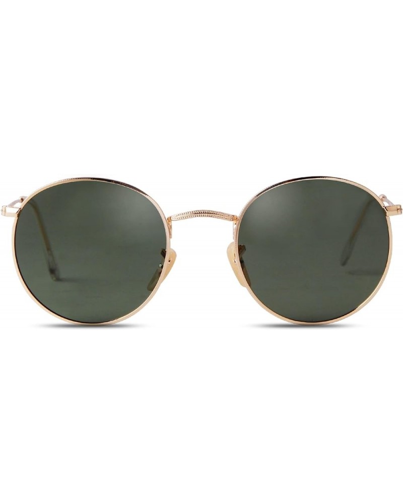 Sunglasses Womens Round Sunglasses Circle Sunglasses Polarized Sunglasses Men UV Protection Gold/Green- $10.79 Round