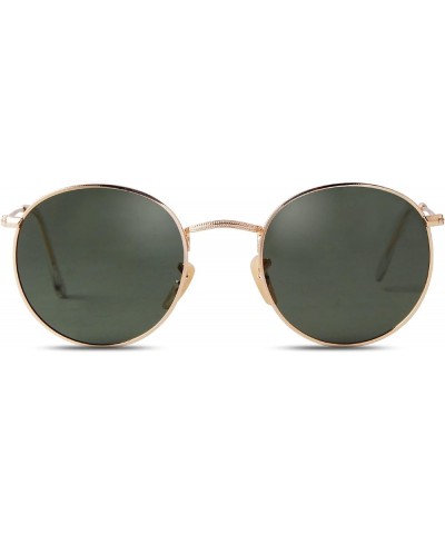 Sunglasses Womens Round Sunglasses Circle Sunglasses Polarized Sunglasses Men UV Protection Gold/Green- $10.79 Round