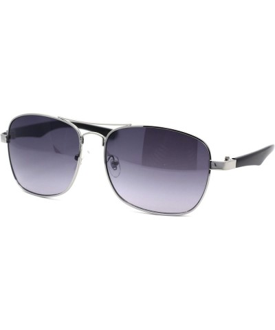 Mens Rectangular Metal Rim Racer Pilots Sunglasses Silver Smoke $9.15 Pilot