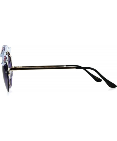 Rainbow Unicorn Heart Metal Pin Rimless Round Hippie Sunglasses Purple $9.69 Round