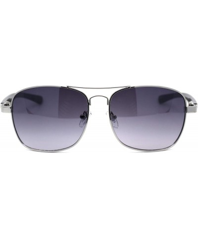 Mens Rectangular Metal Rim Racer Pilots Sunglasses Silver Smoke $9.15 Pilot