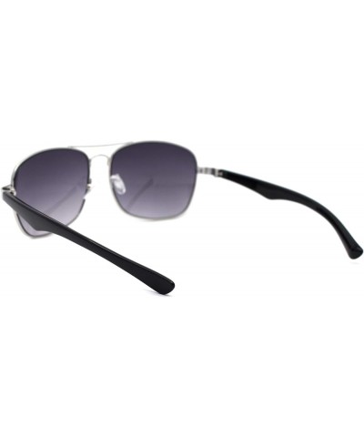 Mens Rectangular Metal Rim Racer Pilots Sunglasses Silver Smoke $9.15 Pilot