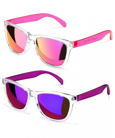 Womens Sunglasses UV400 Mirrored Lens, Fit for Outdoor, Vacation, Driving A1 - Pink + Purple - Mirrored Lens $8.39 Square