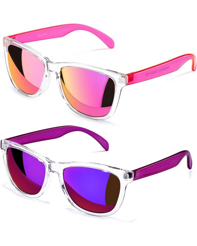 Womens Sunglasses UV400 Mirrored Lens, Fit for Outdoor, Vacation, Driving A1 - Pink + Purple - Mirrored Lens $8.39 Square