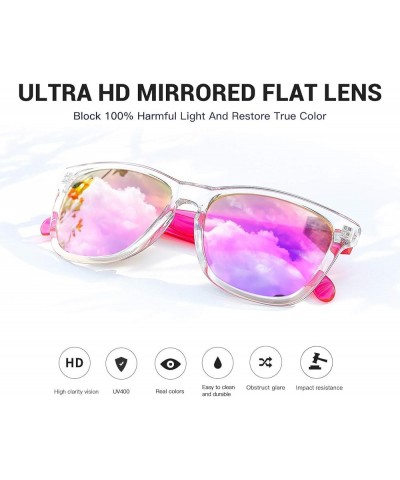 Womens Sunglasses UV400 Mirrored Lens, Fit for Outdoor, Vacation, Driving A1 - Pink + Purple - Mirrored Lens $8.39 Square