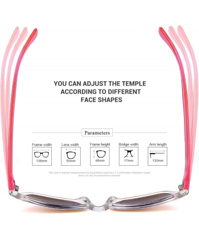 Womens Sunglasses UV400 Mirrored Lens, Fit for Outdoor, Vacation, Driving A1 - Pink + Purple - Mirrored Lens $8.39 Square