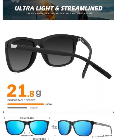 Mens Sunglasses, Polarized Sunglasses for Men and Women with UV Protection (Black/Grey + Black/Ice Blue) Black/Grey + Black/I...