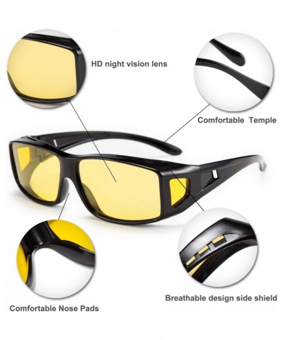 Men Women Night Driving Glasses Fit over Glasses Anti-Glare Polarized Wrap Yellow Sunglasses Over Glasses B2593 $20.90 Aviator