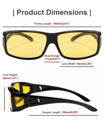 Men Women Night Driving Glasses Fit over Glasses Anti-Glare Polarized Wrap Yellow Sunglasses Over Glasses B2593 $20.90 Aviator