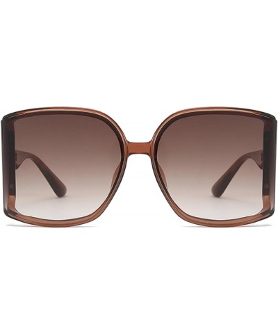 Oversized Women Gradient Square Sunglasses Curved Lenses Fashion Punk Shades Modern Design Female Polygonal Eyewear Brown $9....