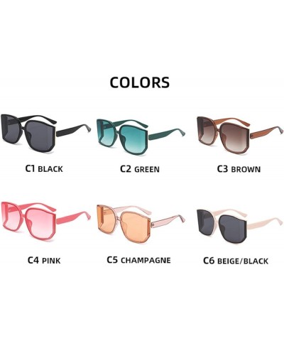 Oversized Women Gradient Square Sunglasses Curved Lenses Fashion Punk Shades Modern Design Female Polygonal Eyewear Brown $9....