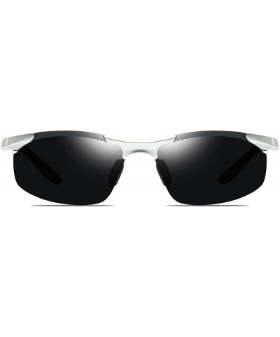 Classic Aviator Sunglasses Polarized Al-Mg alloy Driving Sunglasses 100% UV Blocking Silver Grey $16.28 Butterfly