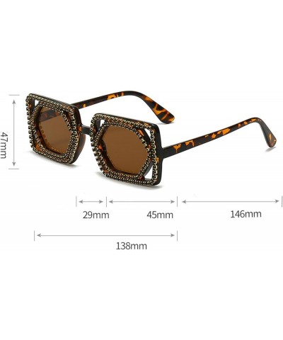 2023 Fashion Rectangle Rhinestone Sunglasses Women Vintage Red Black Hip Hop Square Sun Glasses Men Black Yellow $10.82 Square