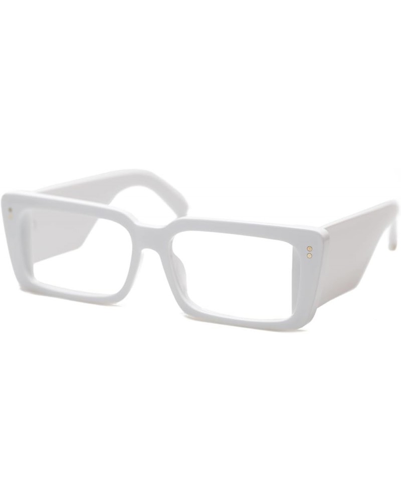 Womens Blue Light Blocking Wide Arms Retangular Reading Glasses in Hit Colors White $10.91 Rectangular