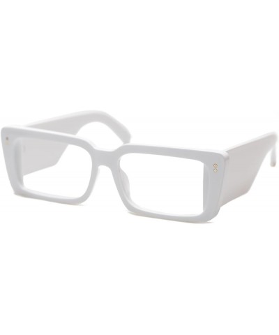 Womens Blue Light Blocking Wide Arms Retangular Reading Glasses in Hit Colors White $10.91 Rectangular