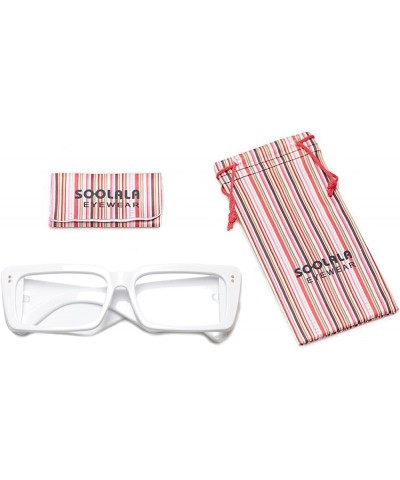 Womens Blue Light Blocking Wide Arms Retangular Reading Glasses in Hit Colors White $10.91 Rectangular