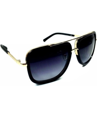 Mogul Bold Square Oversized Metal & Plastic Aviator Sunglasses Black & Gold Smoke Black $8.78 Oversized