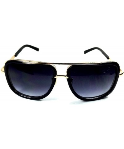 Mogul Bold Square Oversized Metal & Plastic Aviator Sunglasses Black & Gold Smoke Black $8.78 Oversized