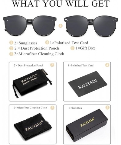 Classic Sunglasses for Women Retro Trendy Oversized Sun Glasses UV Protection F6 Black(round) + Black(square) $10.79 Square