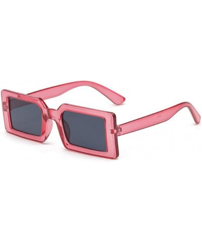 Small square sunglasses men and women rectangular fashion retro sun protection glasses Red Frame All Gray $6.08 Rectangular