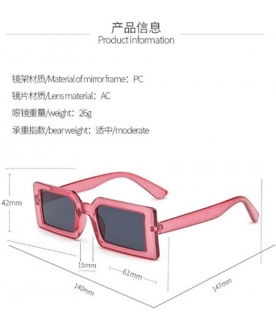 Small square sunglasses men and women rectangular fashion retro sun protection glasses Red Frame All Gray $6.08 Rectangular