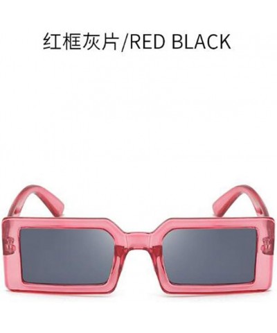 Small square sunglasses men and women rectangular fashion retro sun protection glasses Red Frame All Gray $6.08 Rectangular