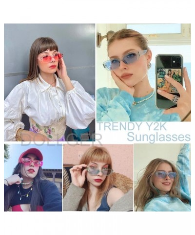 Rectangle Sunglasses for Women Men Trendy Retro Fashion Sunglasses UV 400 Protection Square Fram Purple $10.43 Aviator