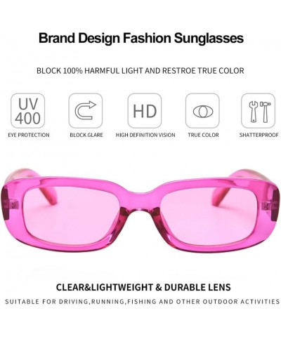 Rectangle Sunglasses for Women Men Trendy Retro Fashion Sunglasses UV 400 Protection Square Fram Purple $10.43 Aviator