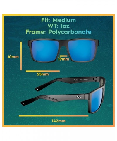 Swirl Rectangular Polarized Sunglasses, Matte Black Frame/Smoke-Blue Mirror Lens, Medium $14.68 Rectangular