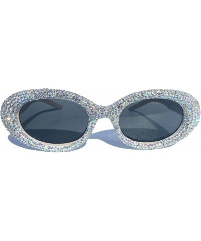 Full Crystal Diamond sunglasses for Women Vintage Shiny Small Oval Rhinestone Sunglasses Ladies bling Party Glasses White $9....