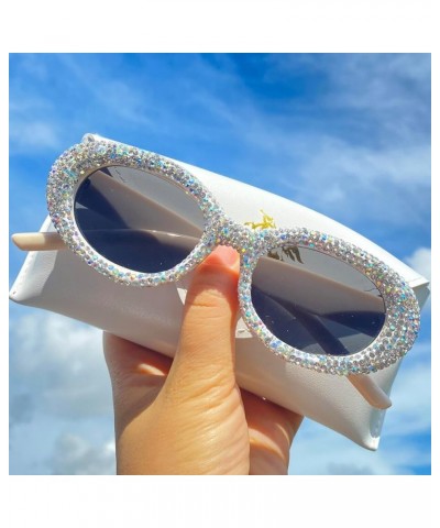 Full Crystal Diamond sunglasses for Women Vintage Shiny Small Oval Rhinestone Sunglasses Ladies bling Party Glasses White $9....