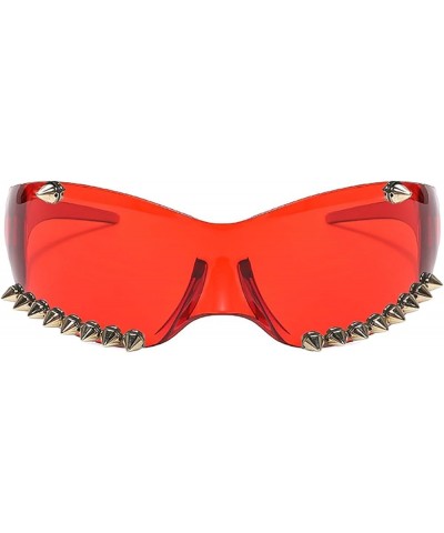 Oversized Y2K Sunglasses Women Cool Rock Rivet Sun Glasses Men Punk Novelty Party Dance Goggles Red $9.82 Goggle