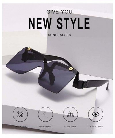 Large Frame Box Gradient Color Uv400 Sunglasses Men and Women Sunshade Holiday Street Shooting Decorative Glasses (Color : H,...