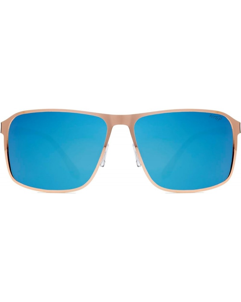 Polarized Men's Sunglasses Lightweight Mordern Soft-Square 100% UV Protection Gold Frame-ice Blue Mirror Lens $18.90 Square