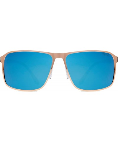 Polarized Men's Sunglasses Lightweight Mordern Soft-Square 100% UV Protection Gold Frame-ice Blue Mirror Lens $18.90 Square