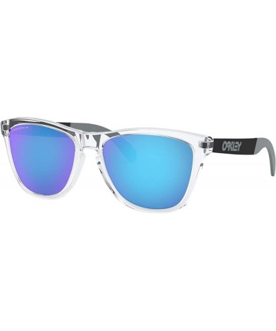 Men's Oo9428f Frogskins Mix Low Bridge Fit Square Sunglasses Polished Clear/Prizm Sapphire Iridium Polarized $71.62 Square