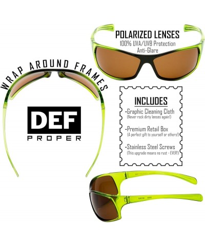 Polarized Wrap Around Sports Sunglasses Green | Amber $11.37 Wayfarer