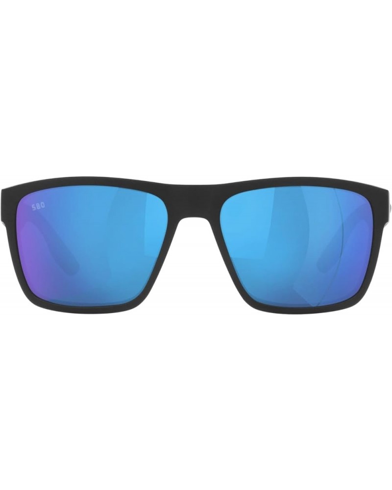 mens Paunch Xl Square Sunglasses Matte Black/Blue Mirrored Polarized-580g $71.54 Square