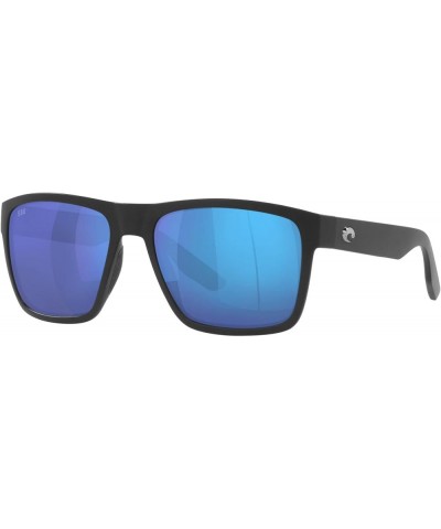 mens Paunch Xl Square Sunglasses Matte Black/Blue Mirrored Polarized-580g $71.54 Square