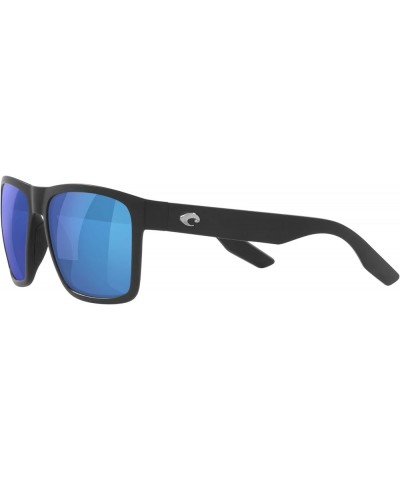 mens Paunch Xl Square Sunglasses Matte Black/Blue Mirrored Polarized-580g $71.54 Square