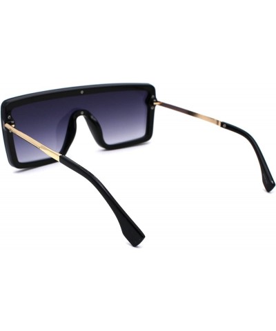 Unisex Rectangular Shield Robotic Oversize Sunglasses Black Gold Smoke $9.51 Shield