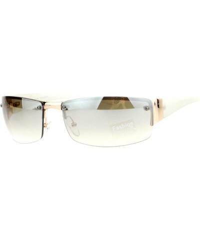 Half Rim Rimless Style Rectangular Sunglasses Unisex Classic Fashion UV 400 Gold Frost (Smoke Clear) $10.17 Rectangular