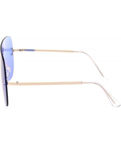 Panel Shield Rimless Light Oversize Retro Racer Sunglasses Gold Blue $8.98 Shield