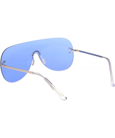 Panel Shield Rimless Light Oversize Retro Racer Sunglasses Gold Blue $8.98 Shield