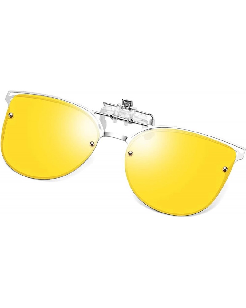 Clip On Polarized Sunglasses Cat Eye Flip for Eyewear Glasses B2436 Yellow $11.19 Cat Eye