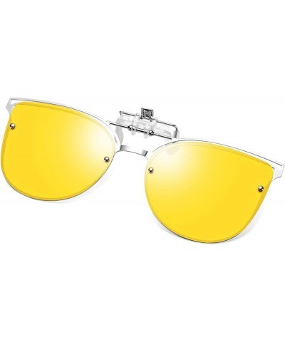 Clip On Polarized Sunglasses Cat Eye Flip for Eyewear Glasses B2436 Yellow $11.19 Cat Eye