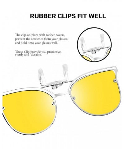 Clip On Polarized Sunglasses Cat Eye Flip for Eyewear Glasses B2436 Yellow $11.19 Cat Eye