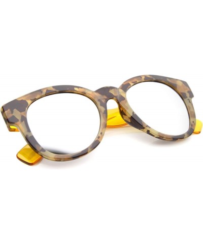 Two-Toned Translucent Temple Reflective Mirror Lens Horn Rimmed Sunglasses 49mm Block-tortoise-yellow / Silver Mirror $8.95 W...